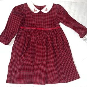 Little Me red plaid, corduroy dress - nine months